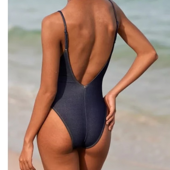 American Eagle Aerie Real Me Match made in Denim cheekiest one piece M - Picture 9 of 9